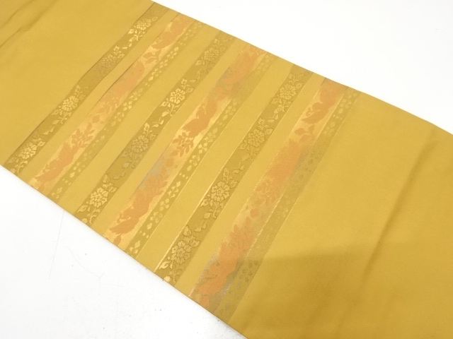 横段に鳳凰・花模様織り出し　名古屋帯